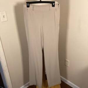 Worth New York Mid-Rise Straight Leg Cream Trousers with Side Zip